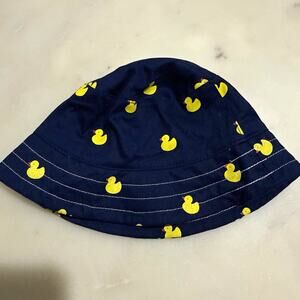 Scala Kids Boys Bucket Hat 2-4X Blue Yellow Duck Animal Print 100% Cotton